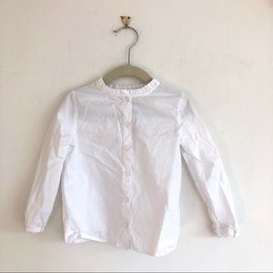 Jacadi Ruffle Pleat Trim Neck Button Down Shirt